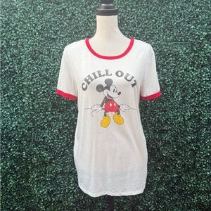 Disney White 'Chill Out' Mickey Mouse T-Shirt Short Sleeves